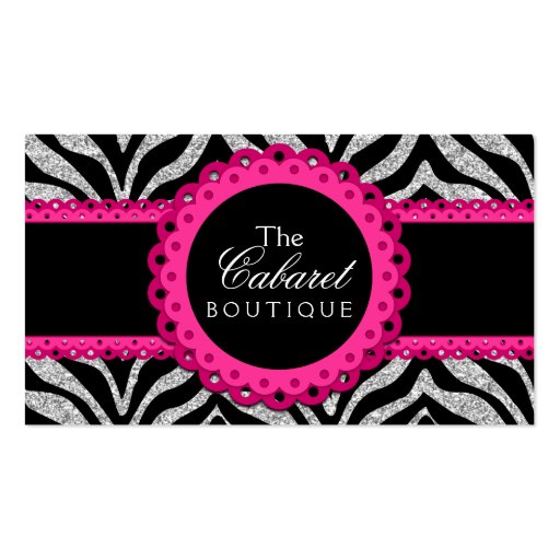 Chic Zebra Pink Lace Fashion Jewelry Boutique Business Cards (front side)