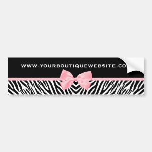 Chic Zebra Print Boutique Light True Pink Ribbon Bumper Stickers