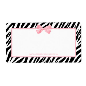 Chic Zebra Print Boutique Light True Pink Ribbon Shipping Labels