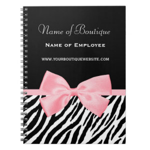 Chic Zebra Print Boutique Light True Pink Ribbon Note Book
