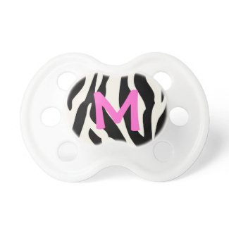Chic Zebra Print & Monogram Baby Pacifier