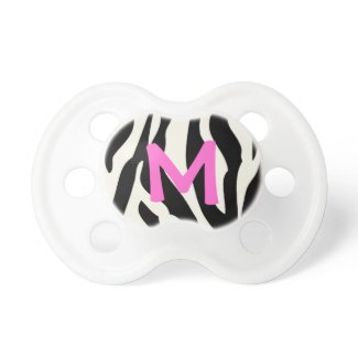 Chic Zebra Print &amp; Monogram Baby Pacifier