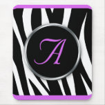 Chic Zebra Print Purple Monogram mousepad