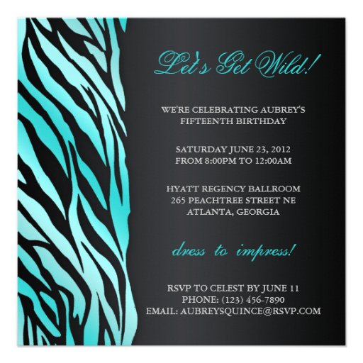 Chic Zebra Quinceañera Invite With Jeweled Bow