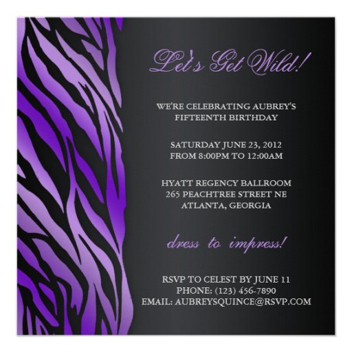 Chic Zebra Quinceañera Invite With Jeweled Bow