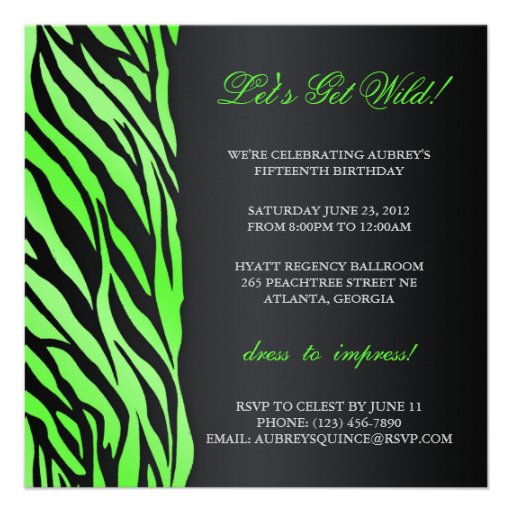 Chic Zebra Quinceañera Invite With Jeweled Bow