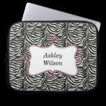 chic zebra stripes hot pink personalized laptop sleeves