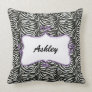 chic zebra stripes personalized throw pillow