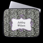 chic zebra stripes purple personalized laptop sleeves