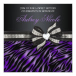 Chic Zebra Sweet Sixteen Invite With Jeweled Bow
