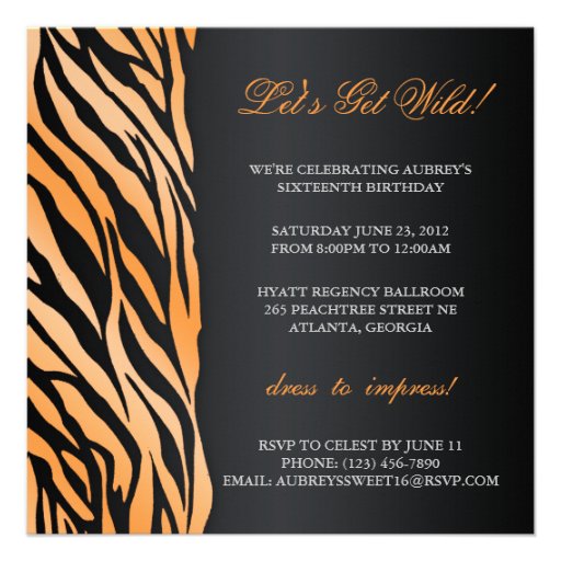 Chic Zebra Sweet Sixteen Invite With Jeweled Bow