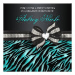 Chic Zebra Sweet Sixteen Invite With Jeweled Bow