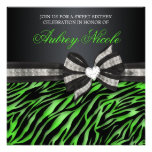 Chic Zebra Sweet Sixteen Invite With Jeweled Bow