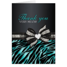 Chic Zebra Sweet Sixteen Thank You Card