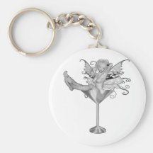 Chica de hadas de cristal 3D B&W de Martini del eq Llaveros Personalizados