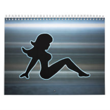 Chica del camionero en el metal calendario