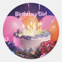 Chica del cumpleaños etiqueta