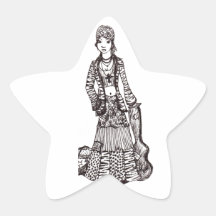 Chica del Hippie con los productos del personaliza Calcomanías Forma De Estrellaes