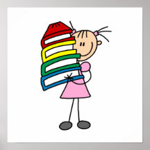 Chica del palillo con los libros posters