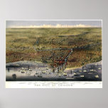 Chicago birdseye map  - 1874 (Parsons & Atwater) B Print
