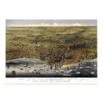 Chicago birdseye map  - 1874 (Parsons & Atwater) B posters