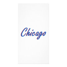 Chicago Blue and Red Personalized Photo Card