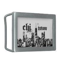 Chicago "chi-town" put on for your city rectangular belt buckles