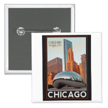 Chicago - Cloud Gate at Millenium Park Buttons