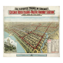 Chicago Elevated Trains (Poole) 1897 - AGED BMB posters
