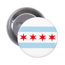 Chicago Flag Pinback Buttons