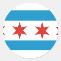 chicago flag round sticker