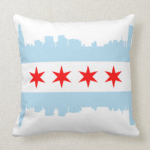 Chicago Flag Skyline American MoJo Pillow