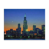 Chicago Framed in Sunset Postcard