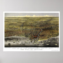 Chicago, IL Panoramic Map - 1874 Poster