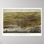 Chicago Illinois 1874 Antique Panoramic Map posters