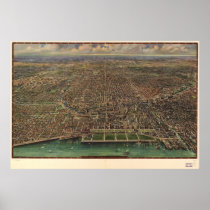 Chicago Illinois 1916 Antique Panoramic Map posters