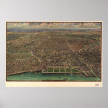 Chicago Illinois 1916 Antique Panoramic Map Print