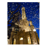Chicago, Illinois, Old Water Tower with holiday Postcard