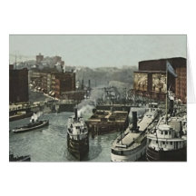 Chicago, Illinois Rush Street at the Chicago River Greeting Card