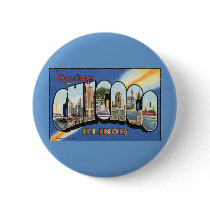 Chicago Illinois Vintage Postcard Buttons