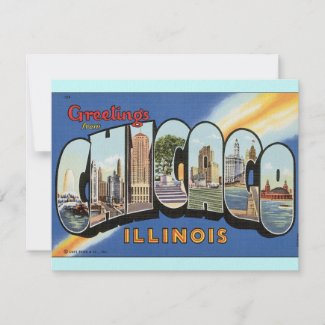 Chicago Illinois Vintage Postcard Custom Invitations