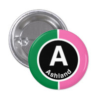 Chicago L Ashland Green/Pink Line buttons