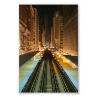 Chicago 'L' Station at Night Photo Art