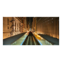 Chicago 'L' Station at Night Photo Card Template