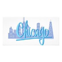 CHICAGO-Light-Blue Personalized Photo Card