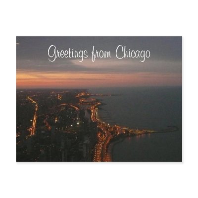 chicago lights postcard by cardart
