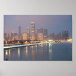 Chicago Night Skyline Poster