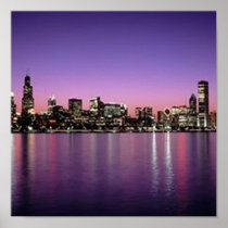 Chicago Nitetime Skyline Poster