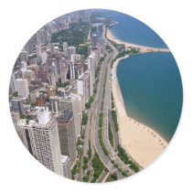 Chicago panoramic view round stickers