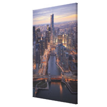 Chicago River and Trump Tower from above Stretched Canvas Prints